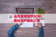 山东邹城城市SCWL债权资产拍卖二期